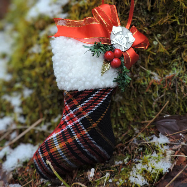 Fire Boot Ornament~Firefighter's Tartan
