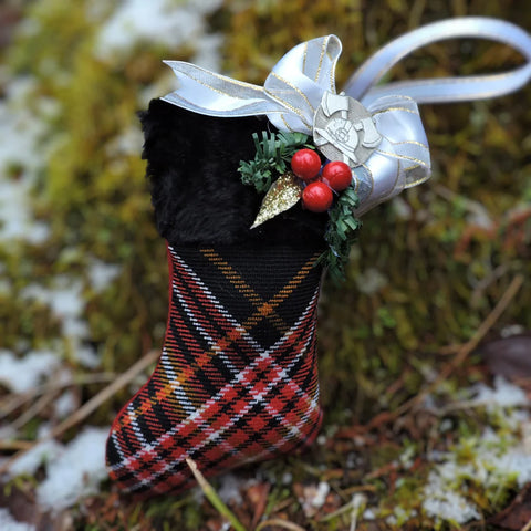 Fire Boot Ornament~Firefighter's Tartan