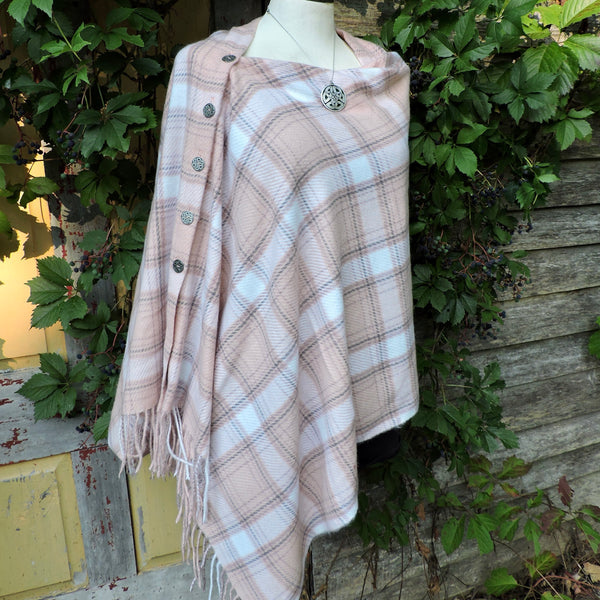 Button Shawl~Cashmere Blend Plaids