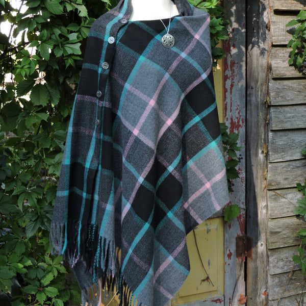 Button Shawl~Cashmere Blend Plaids