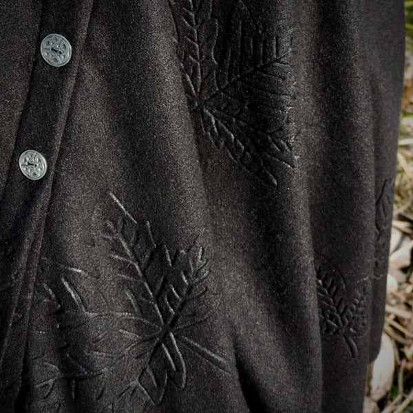Button Shawl~Maple Leaf Embossed Cashmere Blend