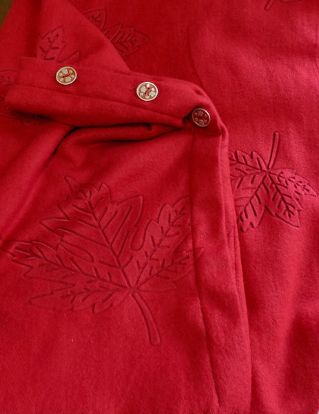 Button Shawl~Maple Leaf Embossed Cashmere Blend