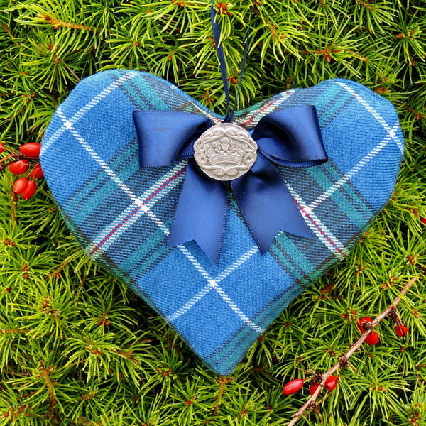 Cloves & Allspice Tartan Heart with Satin Ribbon