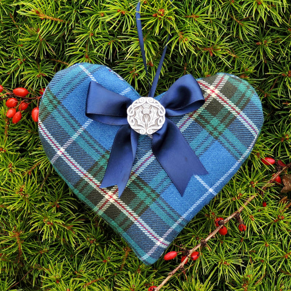 Cloves & Allspice Tartan Heart with Holiday Ribbon