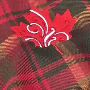 Red maple leaf design on a Maple leaf tartan