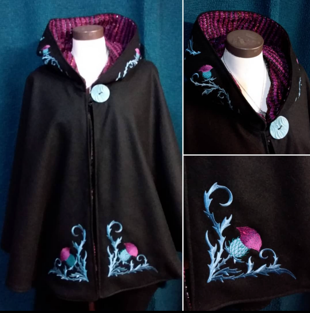 Thistles Arran Hooded Cape Heather Knight Clothing and Gifts